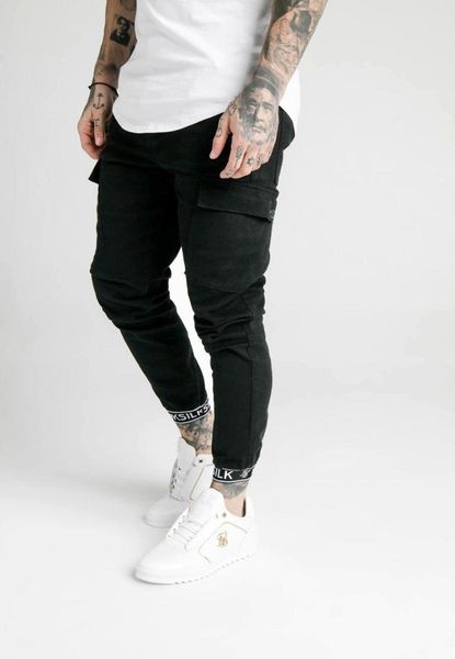 

men's pants siksilk cargo with banding, Black