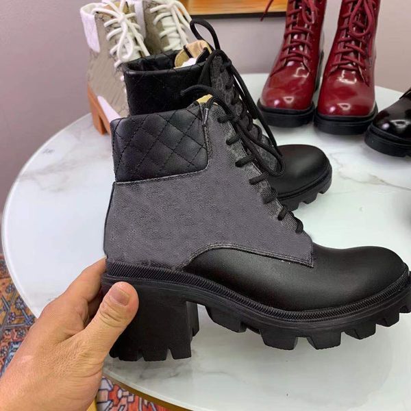 Inverno Donna Stivali Martin Scarpe da donna Lettera Tacchi alti spessi Taglia grande 35-42 us4-us11 con confezione regalo