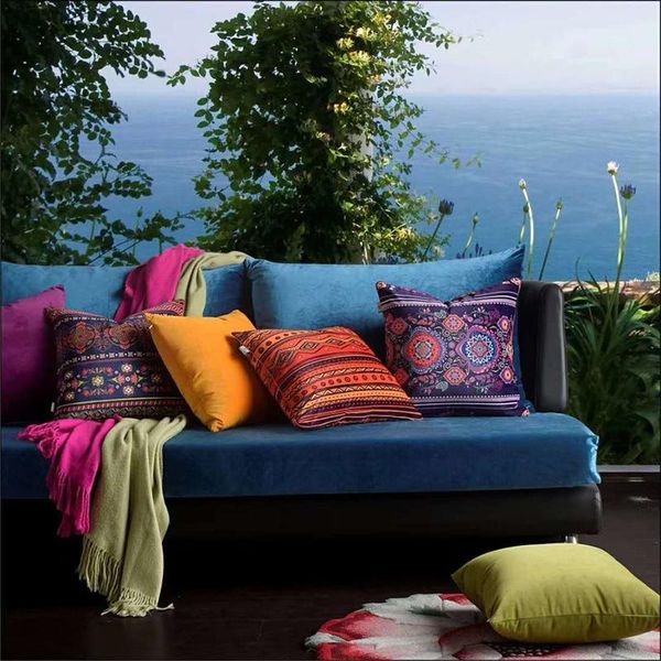 

bohemian style pillowcases geometric home decorative velvet throw cushion cover living room sofa car almofada cushion/decorative pillow