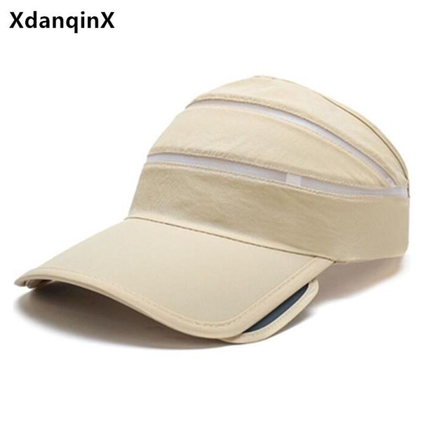

wide brim hats xdanqinx summer women's hat retractable sun anti-uv breathable empty cap ladies casual beach travel caps, Blue;gray