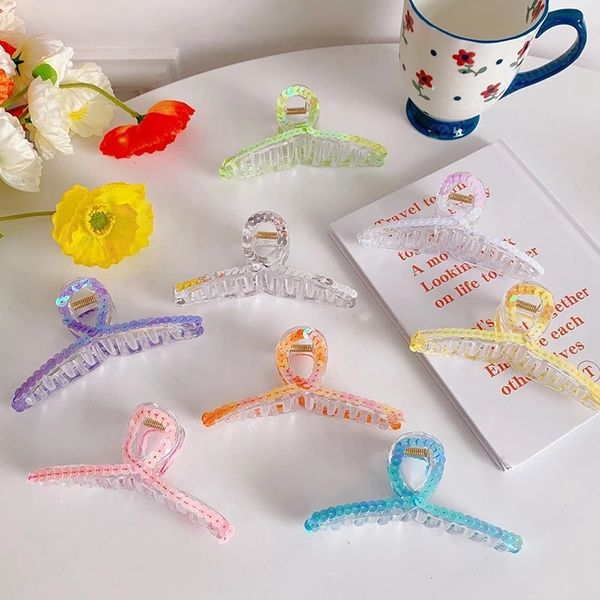 

fashion woman acrylic hair claws hair accessories chic barrettes hairclip hairpins ladies hairgrip headwear girls ornaments, Slivery;white