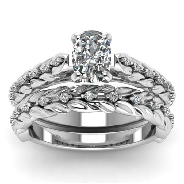 

cluster rings romantic crystal zircon set lucky vine leaf ring cocktail party jewelry gift bridal wedding engagement, Golden;silver