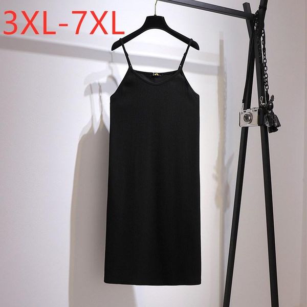 

casual dresses ladies spring summer plus size tank basic dress for women large sleeveless loose black camisole 3xl 4xl 5xl 6xl 7xl, Black;gray