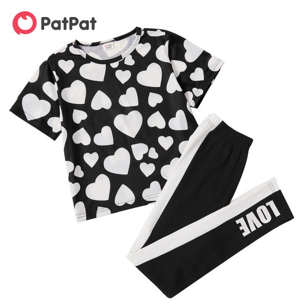 

clothing sets patpat 2021 arrival fashionable kid girl heart print set, White