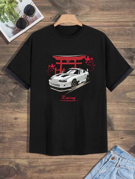 

men letter & car print tee 87q2#, White;black