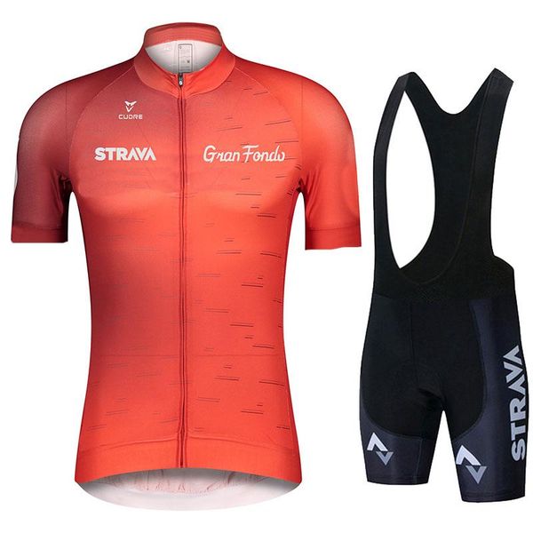 

racing sets 2021 strava pro team summer cycling jersey set bicycle clothing breathable men short sleeve shirt bike bib shorts, Black;blue