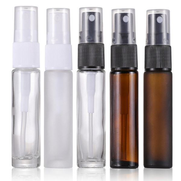 

empty 10ml matte glass bottles clear amber atomizer refillable spray perfume bottle