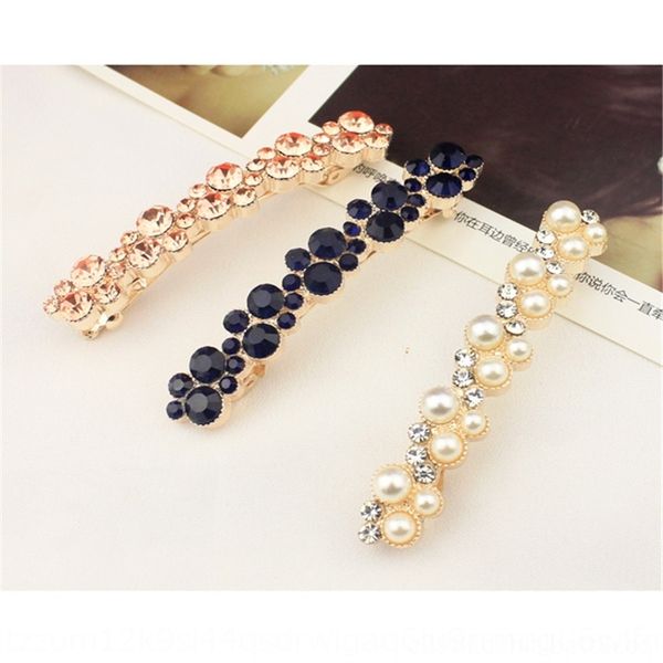 

bfd4 korean water drill barrettes bracelet clips rhinestone pearl pin hair ornament banger pearl edge top clip spring hairpin multi flower, Golden;silver