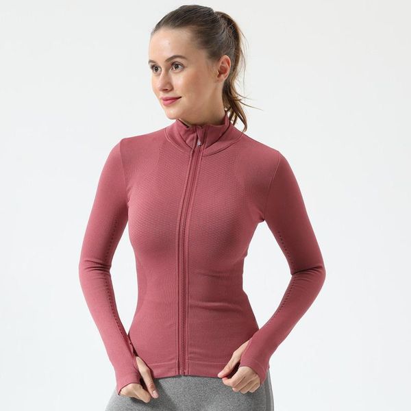 

women's jackets seamless sports jacket, cardigan casual long sleeve zipper, fitness tight sportswear, winter, 2021, Black;brown