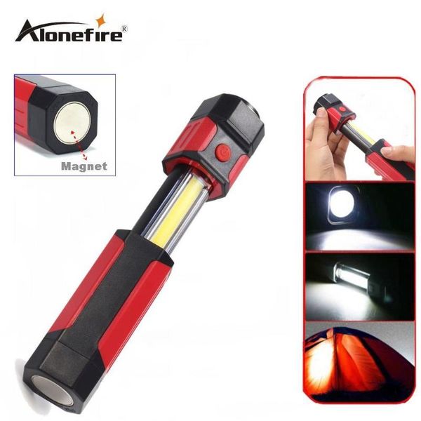 

alonefire c015 rechargeable cob led work light strong magnetic rotation hook pen camping mini lamp flashlights torches