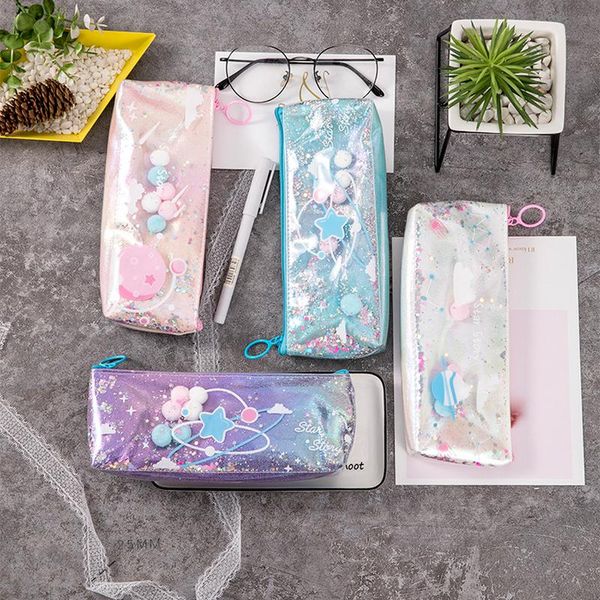 

pencil bags kawaii cases cute transparent pen box for girls stationery office school supplies
