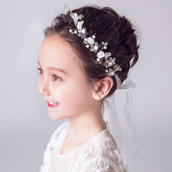 

hair clips & barrettes children's headwear white flower wreath accessories princess headband dance korean performance, Golden;silver