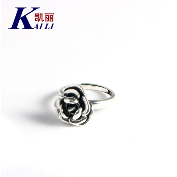 

Tiktok Rose 925 Vibrato S925 Silver Rose Ring with Female Opening Anti Wolf Ring