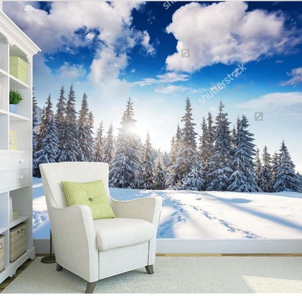 

wallpapers custom natural wallcoverings.winter landscape,3d po mural for living room bedroom restaurant background wall papel de parede