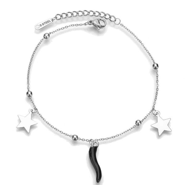 

link, chain star chili stainless steel fashion bracelet for women, Black