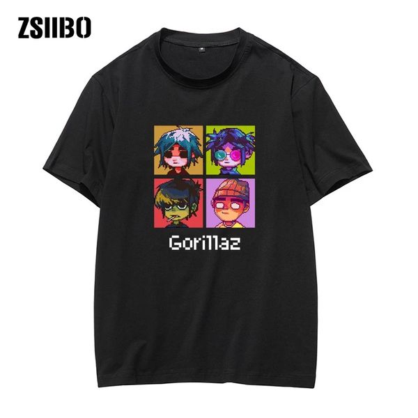 

gorillaz male t shirt anime men's shirts short sleeve funny t-shirt men mens tees rock band camiseta clothes, White;black