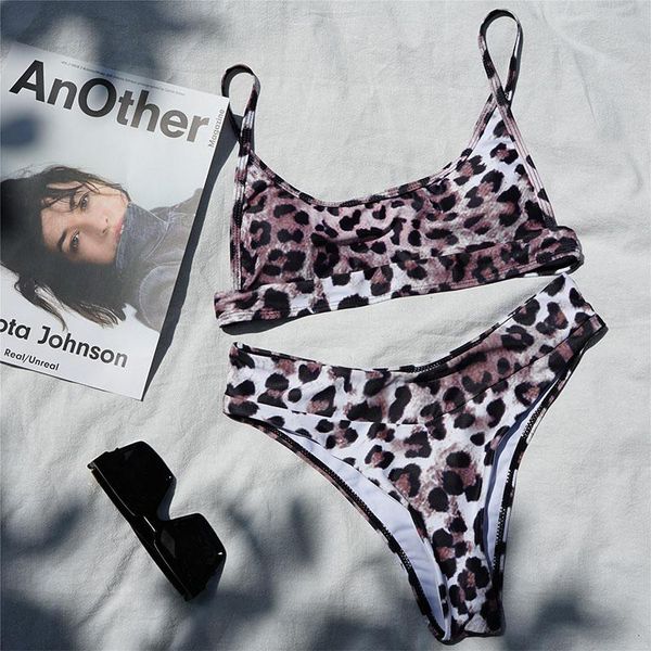 

women's swimwear 2021 leopard bather bathing suit swim snake skin mid waist bikini women female swimsuit two-pieces set, White;black