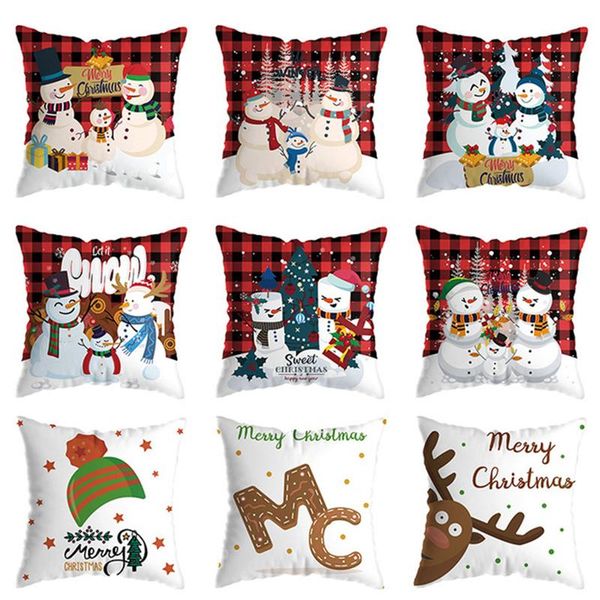 

pillow 45x45 home christmas cover cartoon snowman cushion car sofa without
