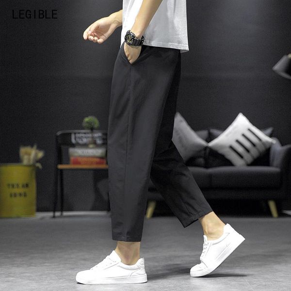 

summer men harem pants lightweight cotton ankle-length loose mens joggers casual trousers 4xl 5xl men's, Black