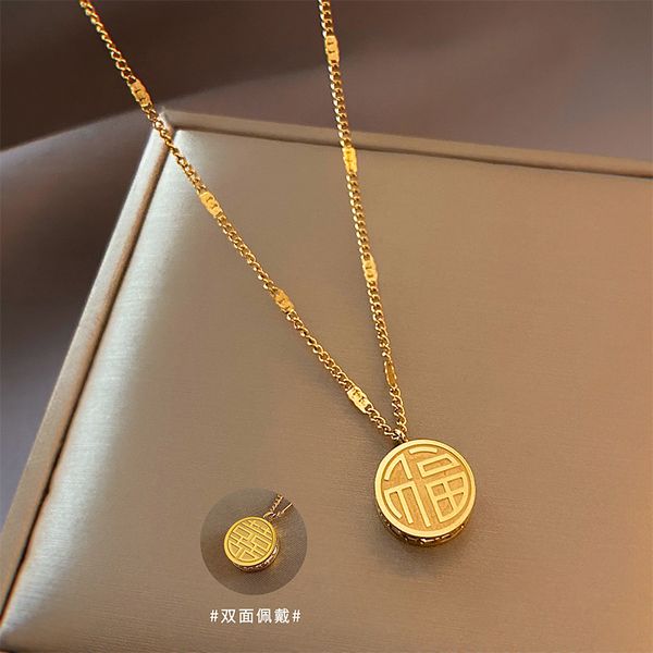 

xianlan551 everyone pendant necklace female light luxury niche design feeling titanium steel collar bone chain in new web celebrit, Silver
