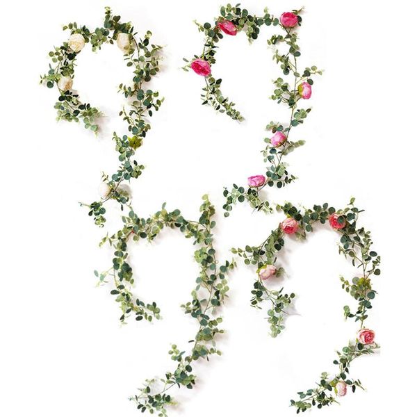 

decorative flowers & wreaths 1.95m artificial vine eucalyptus leaves rose garland home hanging decoration wedding birthday party decor