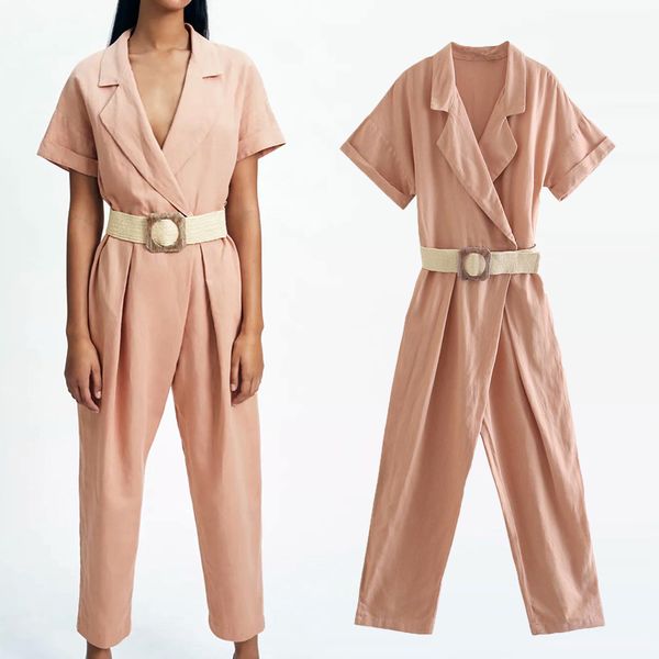 

za spring women jumpsuit with sashes bodysuits long pants short sleeve wear female fashion one piece streetwear outfit 210422, Black;white