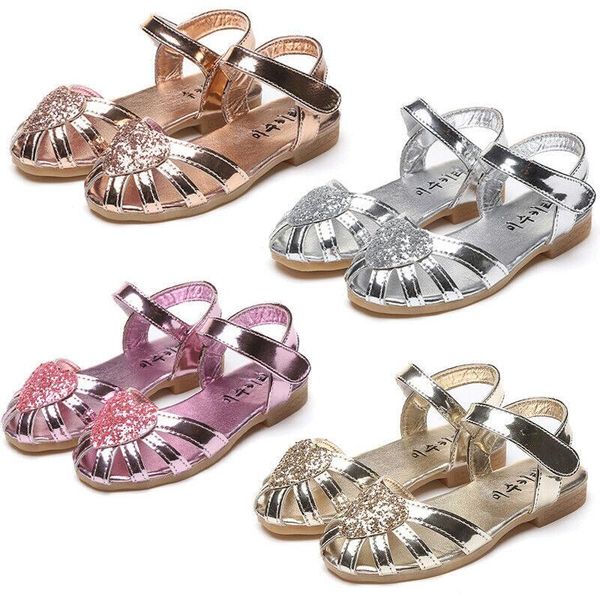 

princess baby girls sandals toddler kids shoes party sequin love heart children glitter flat 2-7t, Black;red