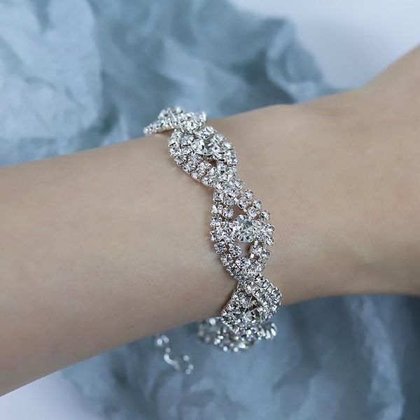 

charm bracelets temperament fashion elegant rhinestone bracelet wide face personality adjustable jewelry female gift, Golden;silver