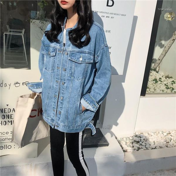

women's jackets solid jeans jacket for women loose casual blue coats outwear denim feminine chaqueta mujer coat winter fall clothes, Black;brown