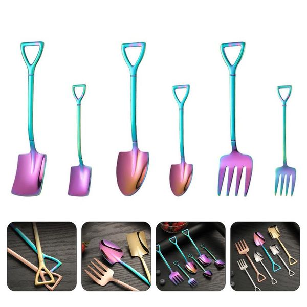 

forks 6pcs creative fruit fork spoon stainless steel scoop dessert