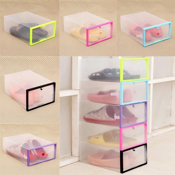 

clothing & wardrobe storage shoe boxes foldable thicken transparent drawer case organizer plastic stackable shoebox holder dustproof rack