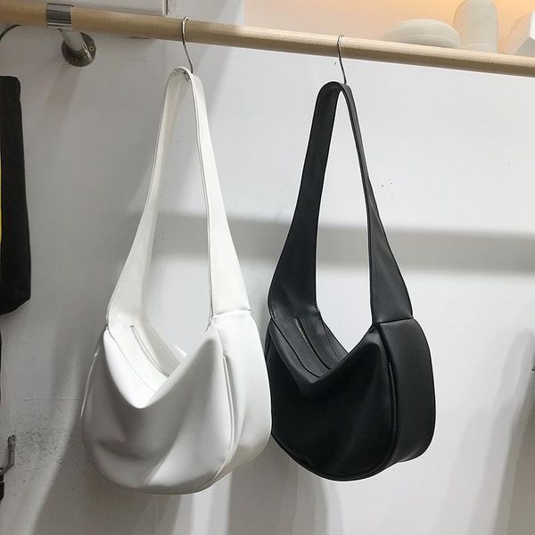 

evening bags korean wide strap women shoulder bag large capacity soft pu leather handbag casual crossbody bolsa hobos travel