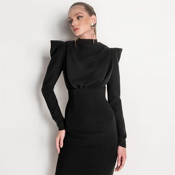 

party dress women elegant long sleeve bodycon autumn women's summer ladies clothing 210515, Black;gray
