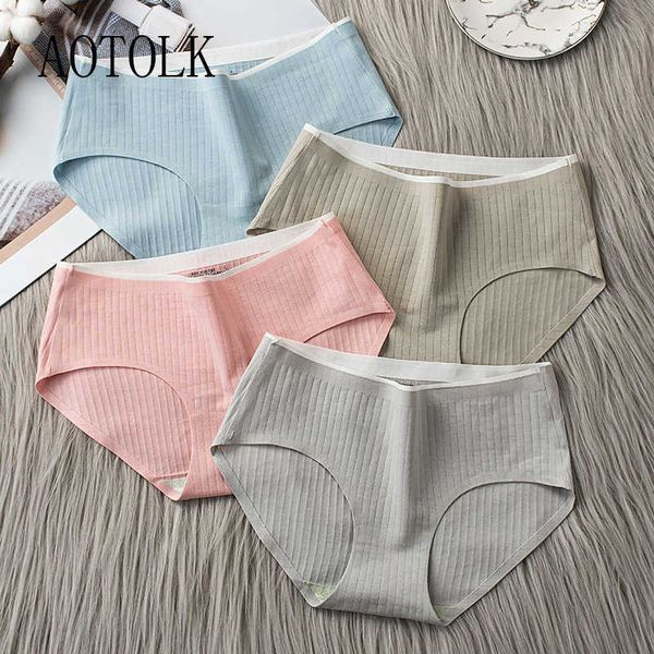 

women's panties 3pcs underwear cotton seamless stripes soild color skin- friendly lingerie woman panty low waist -xl plus size, Black;white