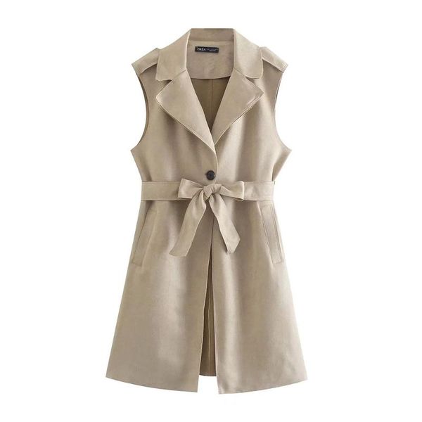 

women's vests dylqfs 2021 elegant women khaki vest office lady waistcoat vintage streetwear single button sashes female chic midi top, Black;white