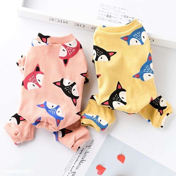 

the dog clothes cartoon cotton pet dog summer thin four legged small puppy bear teddy pajamas air conditioning clothing