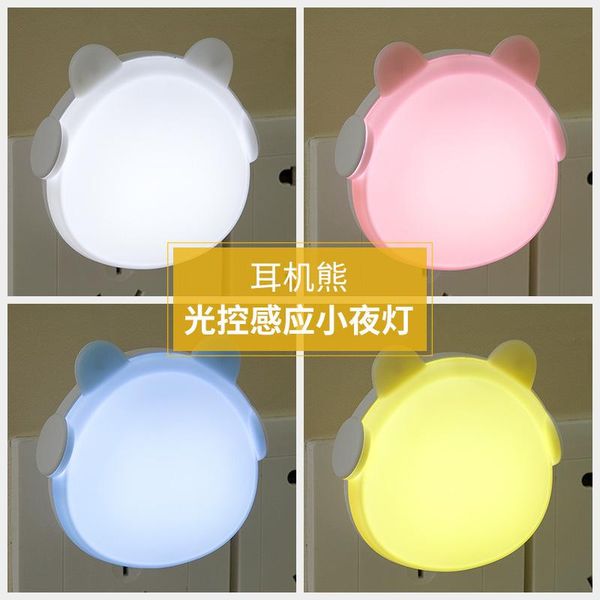 

night lights led light cute cartoon lamp bear ear for baby kid bedroom decor bedside christmas gift 110v 220v eu us plug