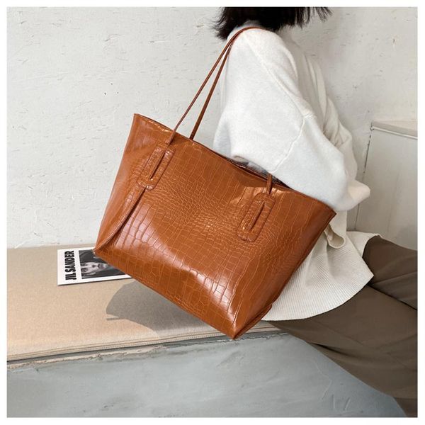 

crocodile pattern large capacity handbag fashion women's luxury designer shopping shoulder bag casual simple tote cross body