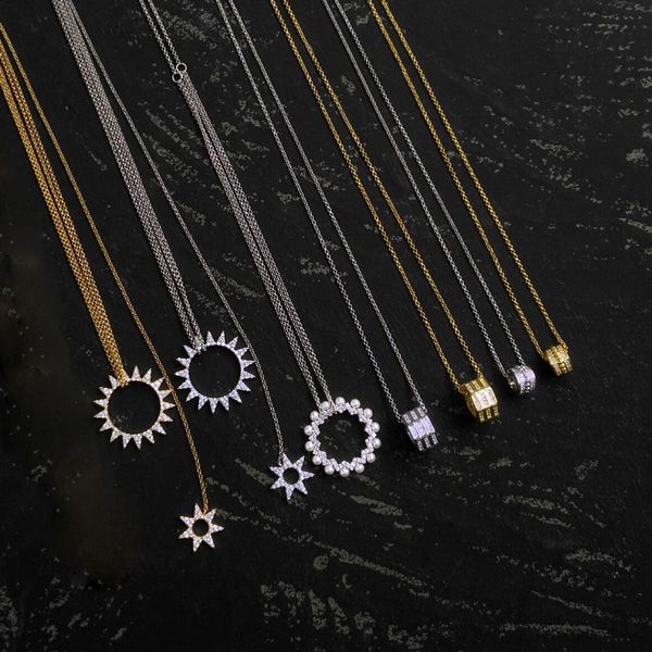 

s925 sterling silver three-layer octagonal transfer women's necklaces sun pearl personality fashion design luxury jewelry monaco neckla