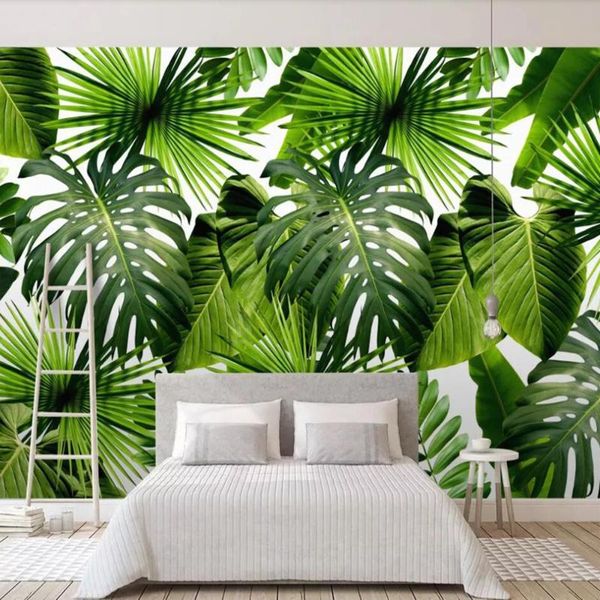 

milofi custom 3d wallpaper mural fresh rainforest plant banana leaf rural background wall decoration painting wallpapers