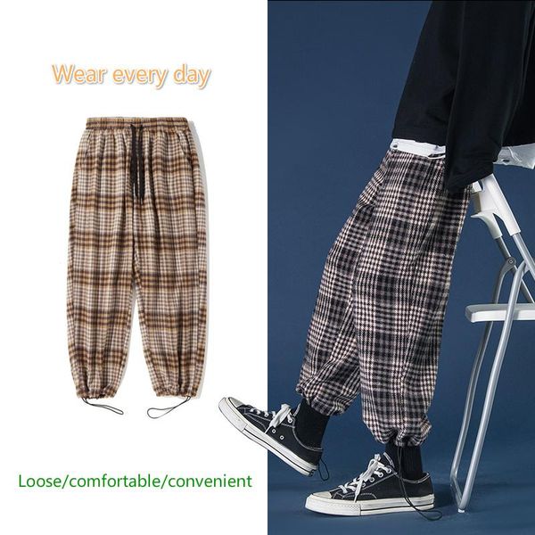 

men joggers fashion mens straight harem pants korean hip hop trousers plus size men's, Black