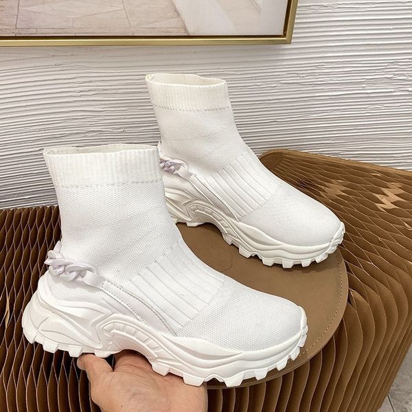 

elastic socks shoes female 2022 spring high sneakers female flat net red father shoes shoes boots, Black