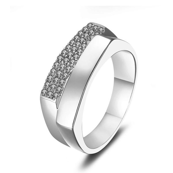 

cluster rings luxury women's silver stainless steel ring crystal zircon engagement wedding valentine day gift cocktail party jewelry, Golden;silver