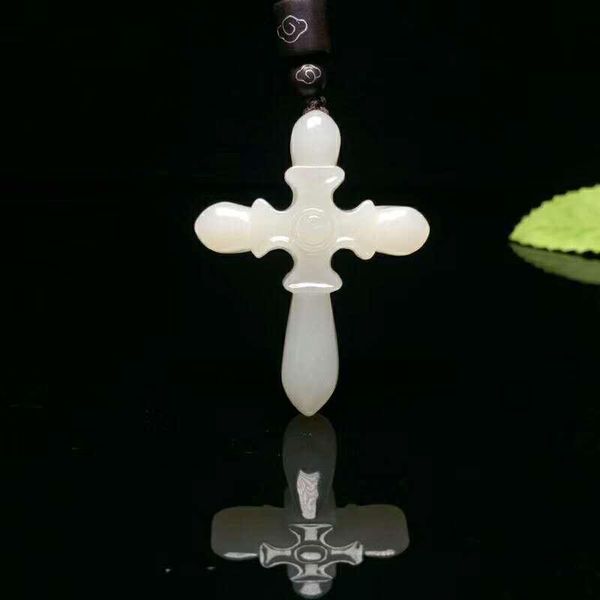 

lockets h80#exquisite hetian jade cross pendant, Silver