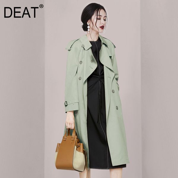

spring fashion loose long sleeve windbreaker mid length over knee overcoat coat women sh602 210421, Tan;black