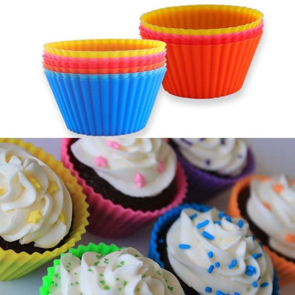 

baking & pastry tools 12pcs/set silicone cake mold round shaped muffin cupcake diy cooking bakeware molds kitchen maker decorat v6y1