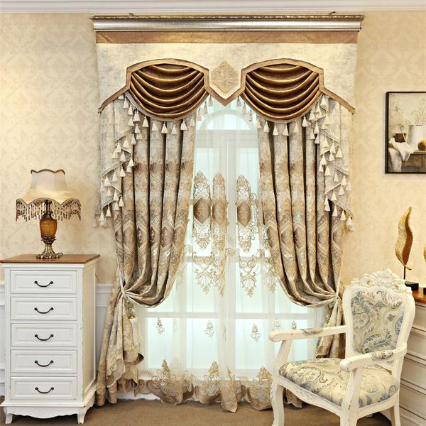 

curtain & drapes europe style custom luxury beige embroidered curtains for villa apartment living room window bedroom el kitche