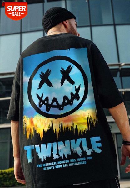 

national tide oversize short-sleeved t-shirt male little devil grimace brand trend large size european and american loose half-sleeved #3d9s, White;black