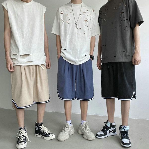 

men's shorts men korean streetwear harajuku casual 2021 summer mens fashions vintage sweat male patchwork joggers 5xl, White;black