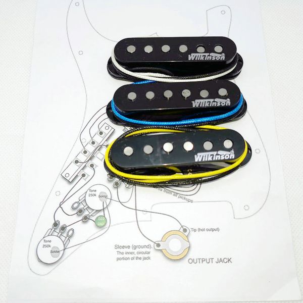 WVS Alnico5 Pickups Style Eleciric Gitarren-Tonabnehmer Schwarz 1 Satz + Schweißschaltplan